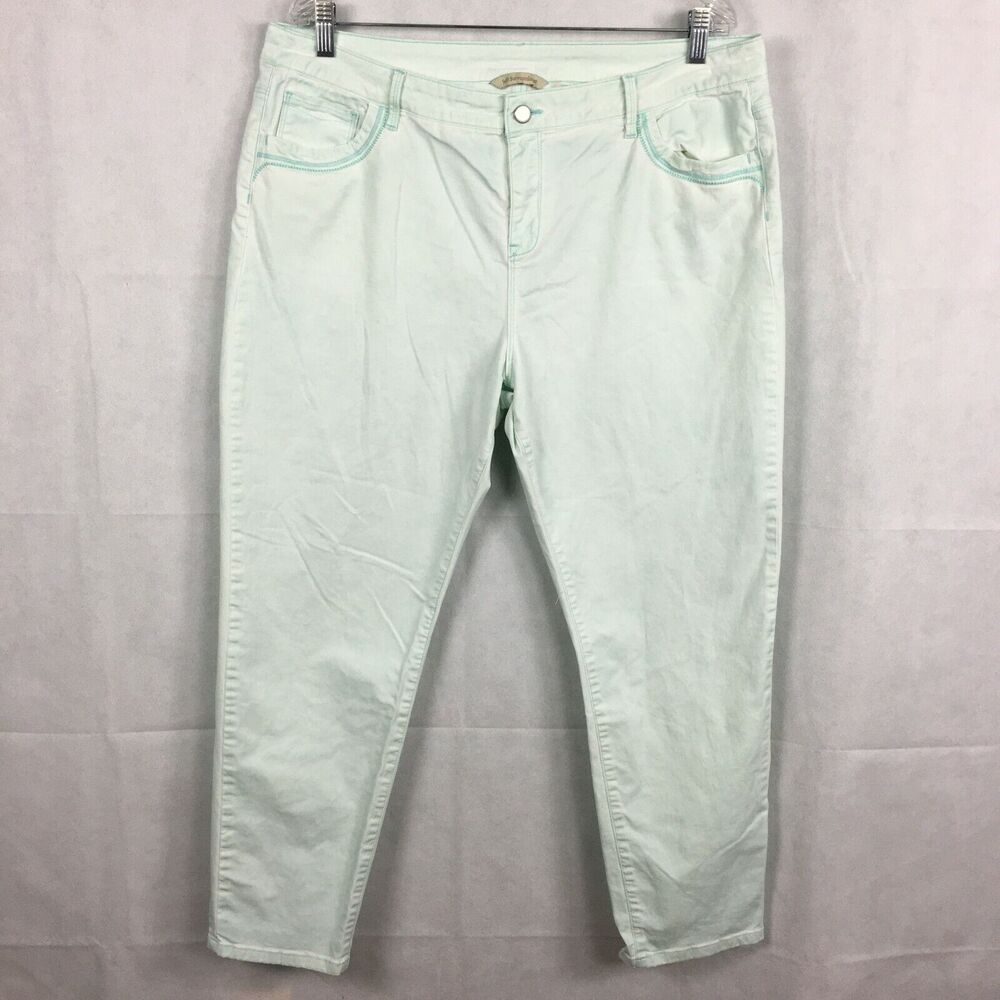 Soft Surroundings Jeans Womens Sz XL Mint Green Skinny Ankle Cotton Stretch‎